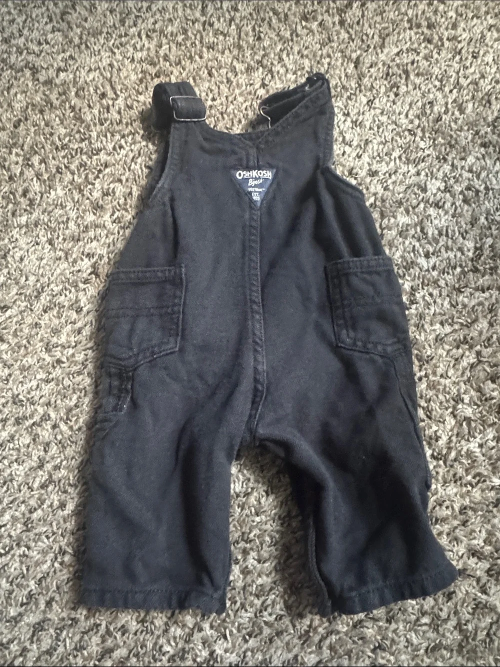 OshKosh B'gosh Black Baby Overalls with Front Pocket